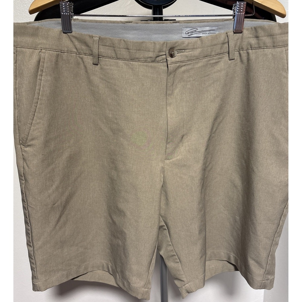 GREG NORMAN Golf Shorts Chino Mens 40 Length 20" Inseam 9.5" Tan Stretchy